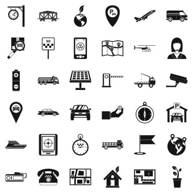 Gezinti karmaşık Icons set, basit tarzı