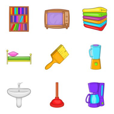 İç in Icons set, karikatür tarzı