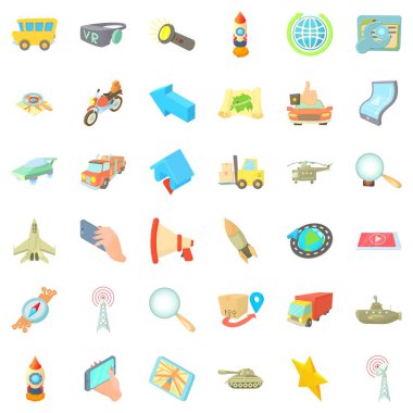 Şehir gezinti Icons set, karikatür tarzı