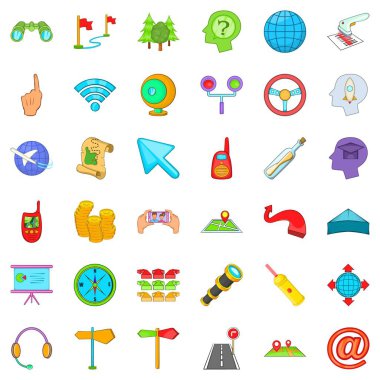 Hareket Icons set, karikatür tarzı yörünge