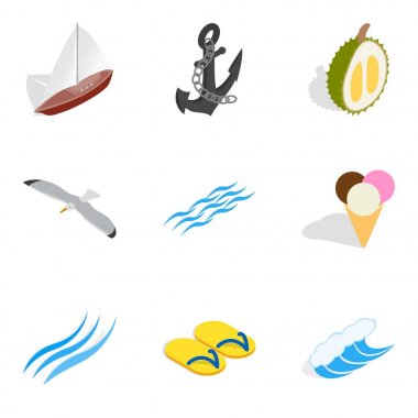 Sea breeze Icons set, izometrik stili