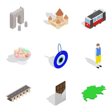 Milliyet Icons set, izometrik stili