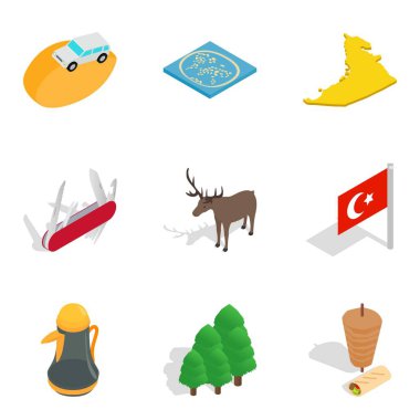 Devlet ilişkisi Icons set, izometrik stili