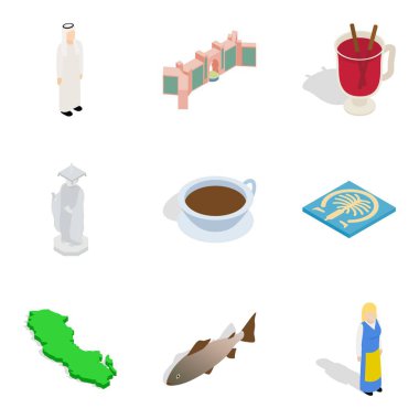 Etnik grup Icons set, izometrik stili