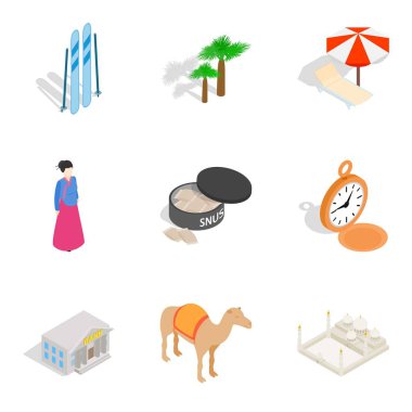 Ulusal topluluk Icons set, izometrik stili
