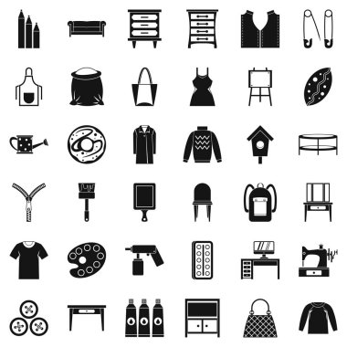 İğne işi Icons set, basit tarzı