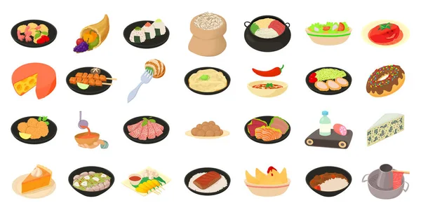 Food Icon Set, Cartoon-Stil — Stockvektor