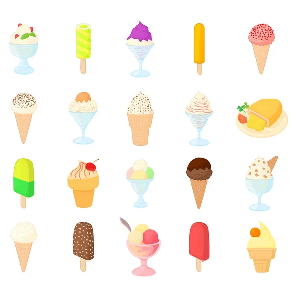 Ice cream ikon készlet, rajzfilm stílusú — Stock Vector