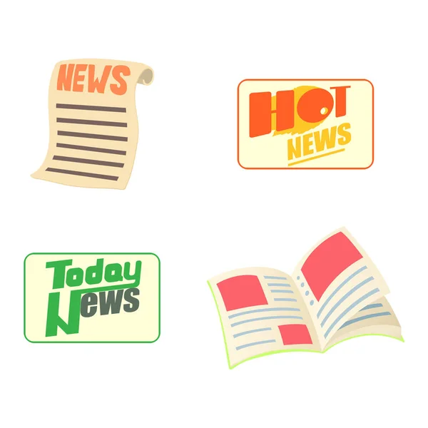 Conjunto de iconos de noticias, estilo dibujos animados — Vector de stock