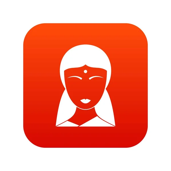 インドの女性のアイコン デジタル赤 — ストックベクタ