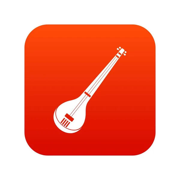 Indiska gitarr ikonen digital röd — Stock vektor