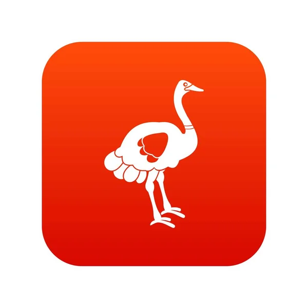 Icono avestruz rojo digital — Vector de stock