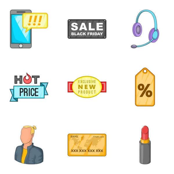 Conjunto de ícones Benefit, estilo cartoon —  Vetores de Stock