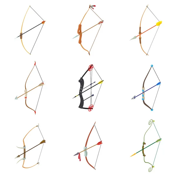 Pfeil Waffe Symbole Set, isometrischer Stil — Stockvektor