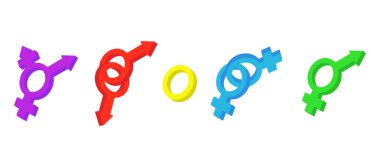 Cinsiyet işareti simge seti, karikatür tarzı