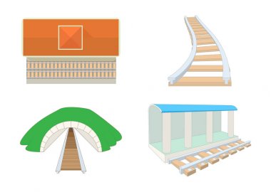 Demiryolu simge seti, karikatür tarzı
