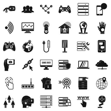 TV şirketi Icons set, basit tarzı