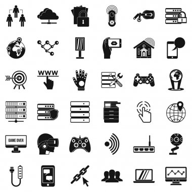 Yayın şirket Icons set, basit tarzı