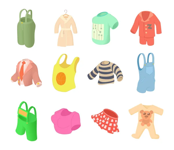 Conjunto de iconos de ropa, estilo de dibujos animados — Vector de stock