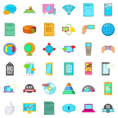 Hoparlör Icons set, karikatür tarzı