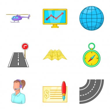 Sevk irsaliyesi Icons set, karikatür tarzı