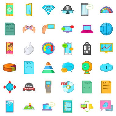 Hoparlör sistemi Icons set, karikatür tarzı