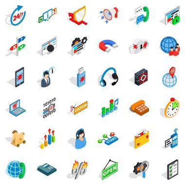LAN ağ Icons set, izometrik stili