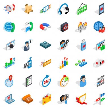 Elektronik ağ Icons set, izometrik stili