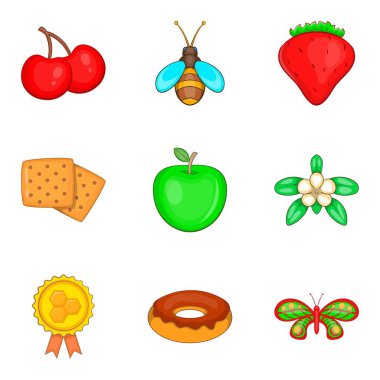 Bal verimi Icons set, karikatür tarzı