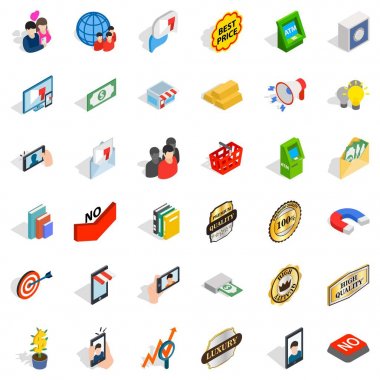 İş etkileşim simgeler kümesi, izometrik stili