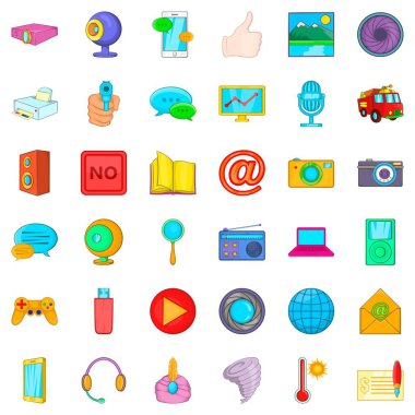 Haber rapor Icons set, karikatür tarzı