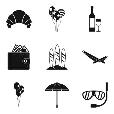 Düğün ritüel Icons set, basit tarzı