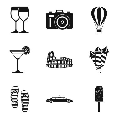 Düğün töreni Icons set, basit tarzı