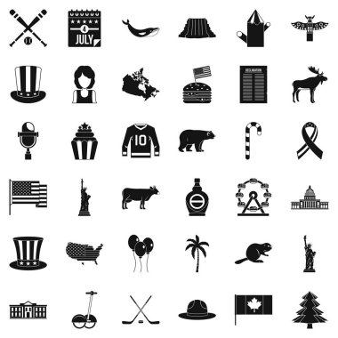 Amerikan yolculuk Icons set, basit tarzı