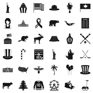 Amerikan tatil Icons set, basit tarzı