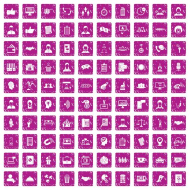 100 tutarlılık simgeler grunge pembe ayarla