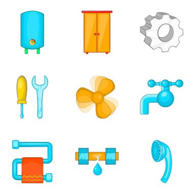 Elektronik ev Icons set, karikatür tarzı