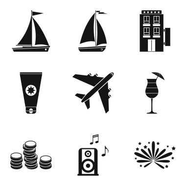 Düğün töreni Icons set, basit tarzı