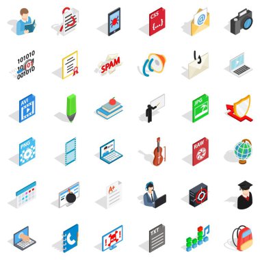 Çalışma kitabı Icons set, izometrik stili
