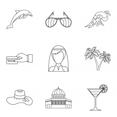 Ciddi töreni Icons set, anahat stili