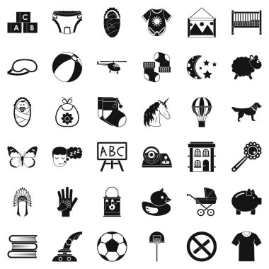 Okul öncesi Kurumu Icons set, basit tarzı