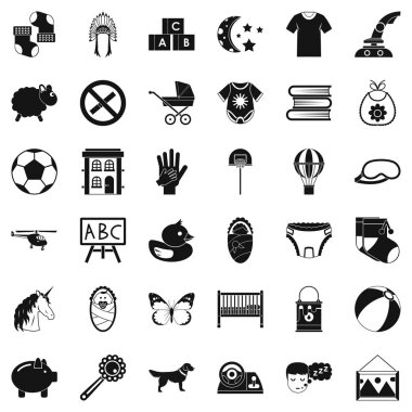 Okul öncesi Icons set, basit tarzı