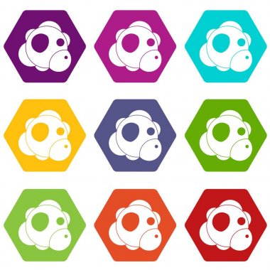 Renk altı yüzlü atom Icon set