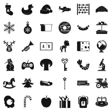 Anaokulu Icons set, basit tarzı