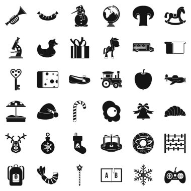 Bebek Bahçesi Icons set, basit tarzı