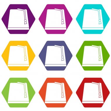 Renk altı yüzlü Türk fez Icon set