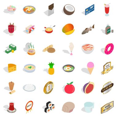 Gıda blok Icons set, izometrik stili