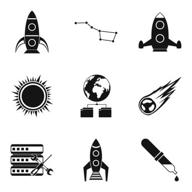 Uzay tech Icons set, basit tarzı
