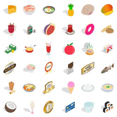 Diyet beslenme Icons set, izometrik stili