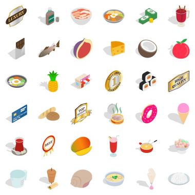 Beslenme güç Icons set, izometrik stili